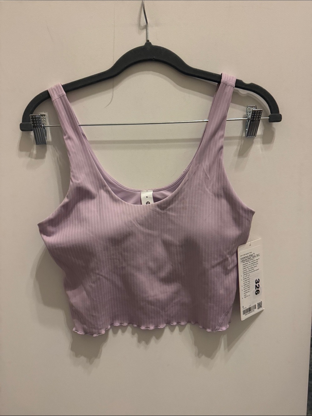 lululemon athletica Lilac Ribbed Crop Tank NWT Size 8 cups B/C